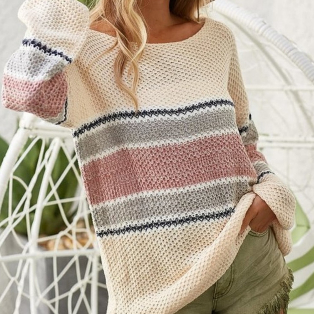 SOLD!! BiBi Large gauge stripe sweater NWT - Picture 3 of 9